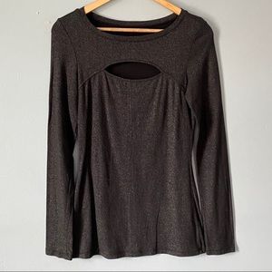 Express Sexy Basic Long Sleeve Shimmery Top Small